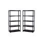 2 pieces XXL plastic shelf Schwerlastregal with 5 solid shelves in black.  70 kg load capacity per shelf, total load capacity of 350 kg per shelf.  TÜV-tested quality