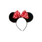 (Minnie Mouse Ears Alice) Black with red or pink polka dot satin bow u.Weiße Minnie Mouse Disney Costume Shops Hair Band (Textiles)