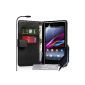 Sony Xperia Z1 Bag Black PU Leather Wallet Case with Car Charger (optional)