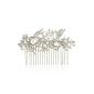 Ever Faith - Hair comb Austrian Crystal Flower Vintage Style simulated pearl ivory white 20-Teeth-Silver-Gold (Jewelry)