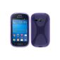 Silicone Case for Samsung Galaxy Fame Lite - X-Style Purple - Cover PhoneNatic ​​Cover + Protector (Electronics)