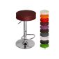 Bar stool - BORDEAUX - rotating 360 ° - with footstool - seat Ø 35 cm - 8 cm thick - adjustable height - chrome and synthetic leather - VARIOUS COLORS