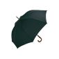 Fare - Umbrella standard 115 cm - wooden handle cane - 4132 - BLACK color - WINDPROOF - Automatic opening (Luggage)