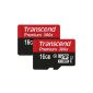 Transcend Class 10 UHS-I micro-SDHC 16GB Memory Card with SD Adapter (45MB / s read speed, 2-Pack) [Amazon Frustration-Free Packaging] (Personal Computers)