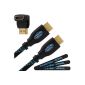 Twisted Veins ACHB15 4.5m High Speed ​​HDMI cable with Ethernet and high-quality reinforcement shell.  With Velcro cable ties and angle adapter (latest version supports Ethernet, 3D and Audio Return) (Electronics)
