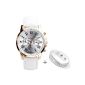 JS Direct watches, women fashion Geneva Roman numerals Leather Analog Quartz Wrist Watch with rhinestone wrap bracelet as a gift (White) (clock)