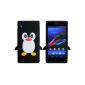Sony Xperia Z1 L39h Silicone Penguin BLACK Design Protection Phone Case Case Case Case Bumper thematys® (Electronics)