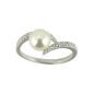 Ladies' Ring - Sterling Silver 925/1000 1.5 gr - zirconium oxide - Freshwater Pearl - White - T 60 - 70342T60 (Jewelry)