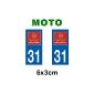 Sticker license plate for motorcycles Midi Pyrenees department - Midi Pyrénées / 31 Haute Garonne