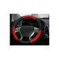 Steering Wheel Cover black leather red Universal
