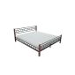 Black metal bed with wooden slatted base and feet - straight lines - 140 cm X 200 cm