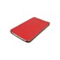 Premium iGadgitz Red PU Leather Case Cover Case for Samsung Galaxy Tab 3 7.0 