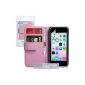 Case iPhone 5C Case Light Pink PU Leather Wallet Case (Wireless Phone Accessory)
