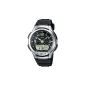 Casio - AQ-180W-1BVES - Men's Watch - Quartz - Analog and Digital - Chronograph - Alarm - Lighting - Black Resin Bracelet (Watch)