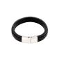 DonDon® men's leather bracelet with stainless steel sliding closure (jewelry)