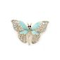 Pale blue enamel butterfly brooch / diamond dazzling gold plated (Jewelry)