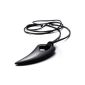 Konov jewelry Men's Necklace, stainless steel Wolf teeth spear pendant with black necklace, black (jewelry)