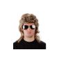 2er combo set !!!!  80s Mullet Wig + mirrored aviator sunglasses - Vokuhilaperücke dark blond wig Men Herrenperücke Manta driver Atzeperücke Atze Proll Macho Proll Wig (Toy)