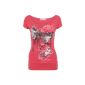 KRISP Ladies T Shirt Off Shoulder Top Top Print short sleeve floral print blouse imprinted Silver Hip-length beautiful stretch Eng Gr 36 38 40 42 44 46 48 (textiles)