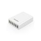 EasyAcc 50 Watts 5V / 10A charger 6 - Multiport USB Adapter USB Ports Mobile Charger Power Supply for iPhone, iPad, Smartphone, Samsung Galaxy Tab Tablet PC -White 5V (Electronics)