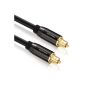 deleyCON HQ Optical Audio Cable - 2x Toslink plug - [2m] - Digital optical fiber cable [black] - metal plug - 5mm - flexible (Electronics)
