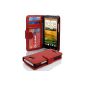 Case Cover Shell PU Leather Style Book Case for HTC ONE X ONE X + und red (Wireless Phone Accessory)
