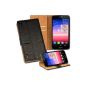 OneFlow PREMIUM - Book-Style Case in wallet design with stand function - for Huawei Ascend P7 - Black (Electronics)