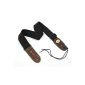 high-quality black nylon guitar strap with leather ends Length 98-165 cm for acoustic guitar, electric guitar and bass