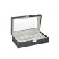 Display / box / box to watch Black leather storage box for watches with lock (12 slots, black) (Jewelry)