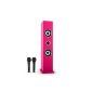 ONEconcept Karaboom Karaoke machine Children Karaoke system with 2 microphones (USB Player, Bluetooth, FM radio, AUX-IN, 2x 6.3mm microphone inputs) pink (electronics)