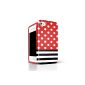 Akna glamor series, flexible TPU, soft back protection Case for iPhone 4 4S [White polka dots stripe] (Electronics)