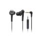 Audio Technica Solid Bass Series ATH-CKS55IBK-Ear Headphones with Microphone + control for iPhone / iPod / iPad Black (Electronics)