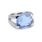 Merii Ladies ring 925 sterling silver rhodium plated cubic zirconia blue 15mm Gr.  56 (17.8) M0595R / 90/77/56 (Jewelry)