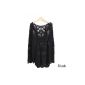 Trendy Solid Color Lace Transparent Long Sleeve Sweater Top Blouse (Textiles)