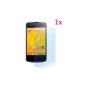 smartec24® 1x Google Nexus 4 screen protector with Ultra Clear.  Crystal clear protective film dedicated to the display of your Google Nexus 4 completely and invisibly adapts (Electronics)