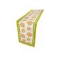 Table runner colored orange and green Indian cotton Floral Hand 177 Cm