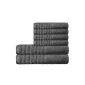 Towel cotton terry 6 pcs 4x 2x 70x140 50x100 towel bath towel Pisa 570 g / m² anthracite gray