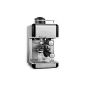 ONEconcept Sagrada Nera espresso machine Stainless steel espresso machine with steam nozzle (800W, 3.5 bar pump pressure, LED, incl. glass jug for 4 cups) silver-black