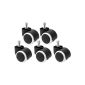 Set of 5 hard floor casters for office chair, 11mm pin rollers 50 mm