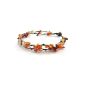 MGD - Pearl Ankle Bracelet Carnelian Orange - 26 Centimeters - Stone Gemstone anklet Made From Wax Wire - Fashion Jewelry for Women - Adolescents and Girls - JB-0128A (Jewelry)