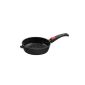King P5567S cast aluminum frying pan with removable handle 24 cm, fusion coated, black (household goods)