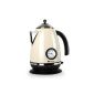 Klarstein Aquavita Chalet - Electric kettle 1.7L to old-school style sweet tea with side thermometer (2200W, cool-touch handle) - cream