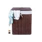 Songmics 3 handles, 62.5 × 52 × 32cm, Laundry Basket 100% Bamboo Square LCB63Z Brown (Kitchen)