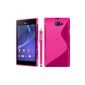 BAAS® Sony Xperia M2 - Pink S-Line Silicone Gel Case + Stylus For Capacitive Touch Screen (Electronics)