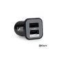 KLYRO K-CH2 New Black Car Charger For Phone Car Charger 2 USB Ports.  EXTRA SMALL and SHORT.  Compatible with iphone, ipad, tablet, smartphone, Samsung Galaxy and Android.  (Electronic devices)