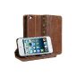iPod touch 5 Hull, GMYLE Vintage Book Case for iPod touch 5 - Brown Classic Crazy Horse Pattern PU Leather Protective Folio Book Style Flip Cover Case Stand (Wireless Phone Accessory)