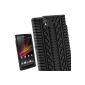 Black iGadgitz Silicone Case Tire Case for Sony Xperia Z Android Smartphone + Screen Protector.  (Wireless Phone Accessory)