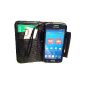 D & C® slim folio case leatherette Samsung Galaxy Core 4G CM386S Black FILMS ANTI TRACES + 2 + 1 OFFERED PEN (Electronics)
