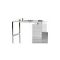 Desk Lounge Club 140x70 cm white glossy chrome with container