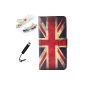 Lusee® PU Case Bag for WIKO LENNY Cover Leather Case Cover Case Cover Stand Function + Free touch pen and dustproof UK flag (Electronics)